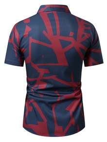 Manfinity Homme Men's Color Block Single-Breasted Casual Versatile Daily Wear Short Sleeve Shirt - Multicolor - View 2