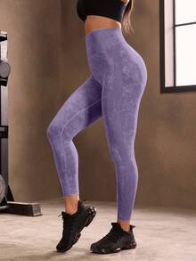 Powerista Leggings deportivos de mujer sin costuras, de alta elasticidad y lavados - Morado - Ver 5