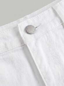 SHEIN MOD Women's Mini Red Cotton Casual Denim Skirt - White - View 3