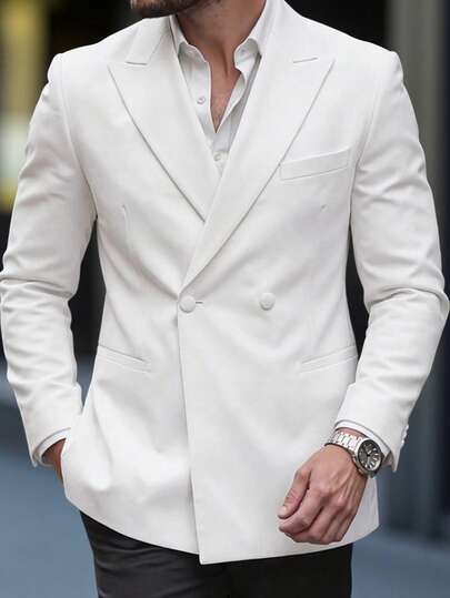 Manfinity Mode Men's White Casual Spring/Summer Wedding Suit Jacket