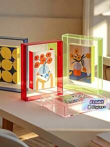 5英寸彩色亚克力相框盒 DIY海报安装展示架 桌面摆件 创意图片留言板支架 - 彩色 - 查看 2