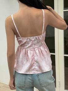 Livesso Áo camisole nữ xếp ly jacquard thời trang, đa năng, thích hợp mặc hàng ngày. - Hồng - Xem 3