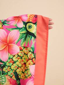 LOTSLUV Vestido de verano/primavera para mujer, estampado tropical de piña y loro en fucsia y verde, cuello redondo, sin mangas, corte holgado - Multicolor - Ver 9