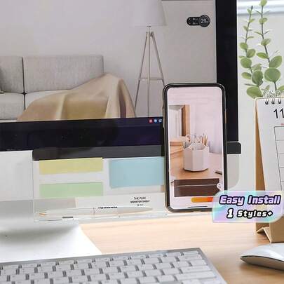 Masa Yanı Saklama Rafı; Monitör Altı İçin Mesaj Panosu; İş Notları ve Yapışkan Notlar İçin Not Panosu; Telefon Şarj Portu, Not Defteri ve Kalem Tutuculu Minimalist Mesaj Panosu