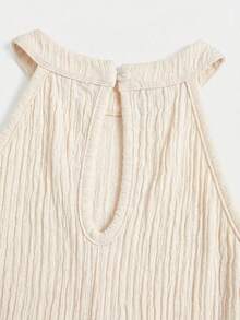 SHEIN Young Girl's Elegant Fairy Summer Party Dress,Solid Black Stand-Up Collar Sleeveless Waist A-Line Orange Sisters Outfit For New Year Birthday,Kids - Apricot - View 4