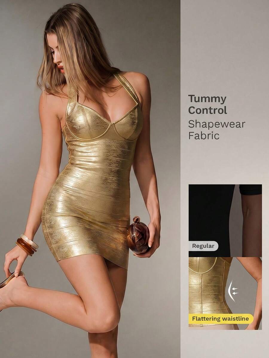 Nuvra Áo croptop gợi cảm với cổ chữ V khoét sâu và phần bụng hở quyến rũ - Vàng nhạt - Xem 1