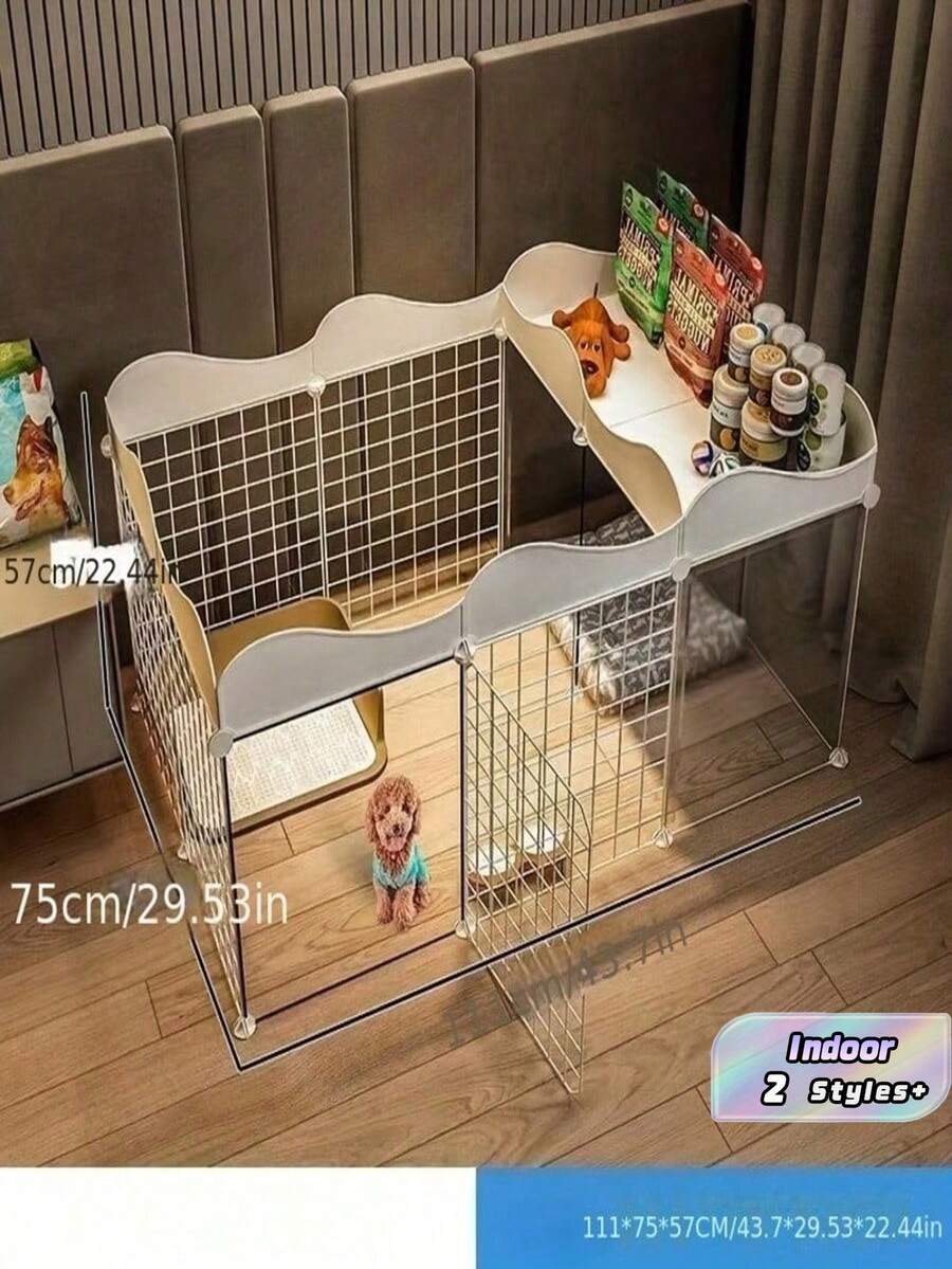 小型犬围栏,室内家用,适用于单间单卫生间,宠物隔离栏,带厕所区域的犬舍,防逃脱犬笼 - 彩色 - 查看 1