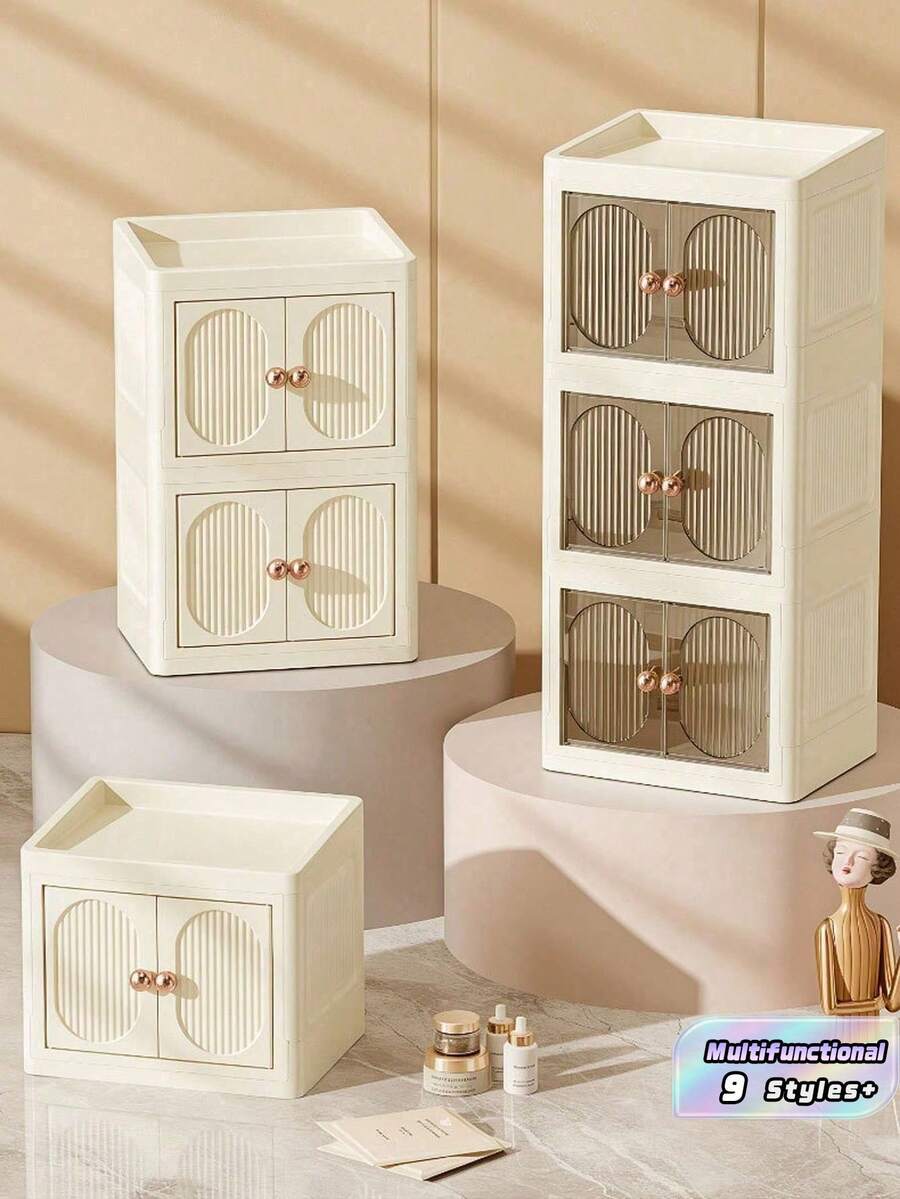 1pc Cosmetics Storage Box Household Luxury Desktop Dresser Skin Care Product Storage Box Facial Mask Dust Proof Drawer Sorting Cabinet Storage Rack - Multicolor - View 1