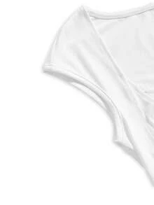 ROMWE Goth Spring/Summer Casual White Y2K Sexy Versatile Contrast Lace Ruched Waist Fitted Bodycon T-Shirt For Women - White - View 3