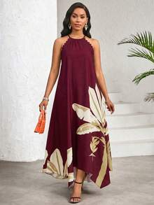 Lady Vestido de fiesta vestido de invitada de boda vestidos de mujer vestidos de verano para mujer vestido largo de tirantes de ocio para vacaciones - Burdeos 2 - Ver 7