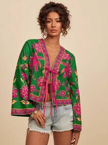 Travachic Blusa de manga larga con estampado floral y corte holgado para mujer, primavera/verano - Multicolor - Ver 6