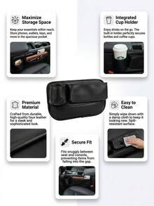 1pc Multi-Function Car Seat Gap Storage Box With Cup Holder, Car Center Console Storage Box, Women's Organizer Box, Travel Essential, Dorm Supplies, Autumn Decor - Multicolor - View 9