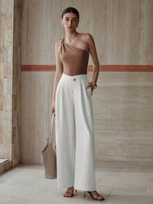 MOTF PREMIUM FOLD PLEATED SLANT POCKET PANTS - White - View 3
