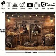 1 Western Cowboy Background Country Barn Door Farm House Wooden Stable Brown Rural Wild West Horse Vintage Wooden Board Skull Decor Photography Backdrop Banner Photo Booth Studio - multicolored - View 4