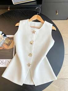 GlowEve CURVE Áo khoác cardigan cài nút hình vỏ sò thời trang tối giản đa năng dành cho nữ cỡ lớn năm 2026, hoàn hảo cho trang phục hàng ngày. - trắng - Xem 4