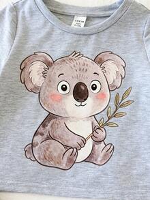 SHEIN 6件套男女宝宝/男宝宝/女宝宝可爱动物印花短袖T恤短裤套装，男宝宝套装，男宝宝夏季服装 - 藏蓝色 - 查看 6