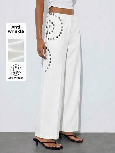 Maija Pantalones de vestir con decoración de metal para mujer