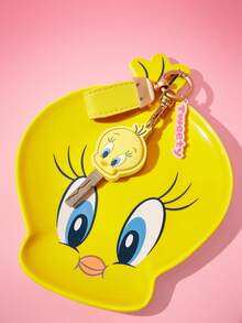 LOONEY TUNES X SHEIN 1 Đĩa gốm mini hình hoạt hình, phù hợp cho món tráng miệng, trái cây, khẩu phần ăn nhỏ, cũng có thể dùng làm đồ lưu trữ tại nhà, lưu trữ chìa khóa, trang sức, v.v., phù hợp cho lò vi sóng và máy rửa bát, phù hợp cho sử dụng tại nhà, Tweety - Màu vàng - Xem 5