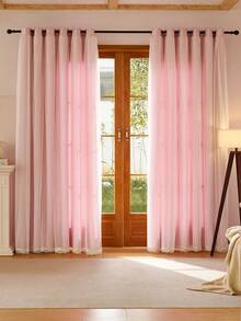 Double-Layer Semi-Blackout Curtain, Modern Minimalist Decorative Curtain, Comfortable Texture, Suitable For Living Room, Bedroom, Balcony, Bay Window - New Pink - View 3