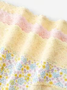 LUVLETTE Bộ 3 quần lót nữ cạp cao bằng cotton viền ren - họa tiết hoa và viền ren - Nhiều màu - Xem 7