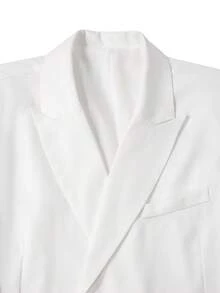 Manfinity Mode Áo khoác vest nam màu trắng kiểu dáng thường ngày mùa xuân/hè cho đám cưới - trắng - Xem 5