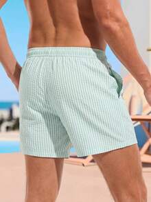 Manfinity KASUA Quần short đi biển kẻ sọc thường ngày dành cho nam - Màu xanh Bạc hà - Xem 2