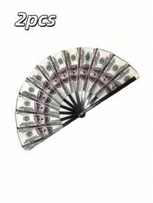 Joivida 1 buah Kipas Genggam Lipat Motif Dolar Retro, Perlengkapan Fotografi Pesta, Hadiah untuk Natal, Hari Ibu, Hari Ayah, Ulang Tahun - warna-warni - View 13