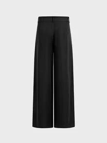 AXEPEAK Men's Solid Color Pleated Wide Leg Loose Casual Pants - Black - View 3