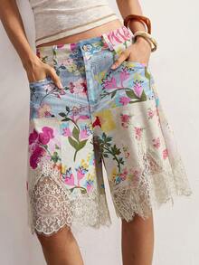Bohemela Quần short nữ dáng rộng in họa tiết, kiểu dáng thường ngày, ống rộng. - Nhiều màu - Xem 5