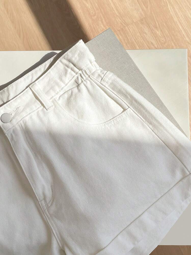 Women's Flower Bud Waist Casual Denim Shorts
