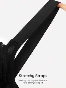 Bralution 1pc Women's Adjustable Seamless Wireless Bra, Comfy & Soft With Wide Strap For Shaping & Support Lingerie - Black - View 7