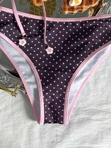 Swim Mod Bộ đồ bơi nữ mùa hè đi biển họa tiết chấm bi, áo bikini cổ yếm buộc dây gợi cảm và quần tam giác - Nhiều màu - Xem 5