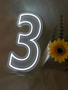 1 Paquete de Señal de Número de Luz de Neón LED, Dígito Único Blanco 0-9, Decoración de Pared Alimentada por USB, Adecuada para Cumpleaños, Aniversario, Hogar, Bar, Club, Regalo de Boda - Blanco - Ver 22