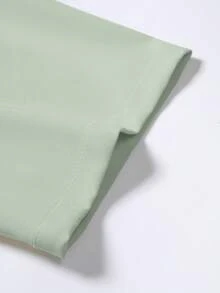 Manfinity CasualCool Bộ quần áo nam thường ngày, màu trơn, cổ bẻ, tay ngắn, gồm áo sơ mi và quần, thích hợp cho mùa hè. - màu xanh lá - Xem 4