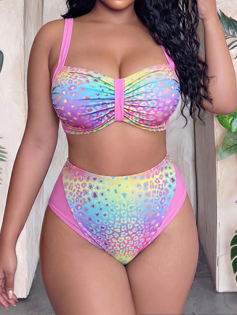 Slaydiva Women's Printed Sexy Bikini Two Pieces Swimsuit Set, Summer Holiday - Multicolor - View 1
