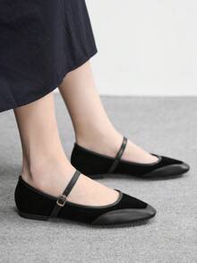 CUCCOO BIZCHIC Sepatu Flat Wanita Musim Semi dengan Gesper Sederhana dan Elegan, Modis, Serbaguna, untuk Santai, Kerja, dan Perjalanan. - tinta hitam - View 3