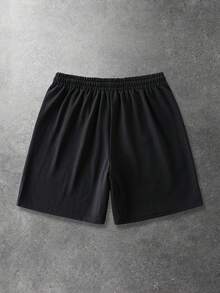 ROMWE MEN Street Life Quần short nam kiểu dáng thường ngày, in hình chữ thập và đính đinh tán, thích hợp cho mùa hè. - màu đen - Xem 2