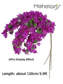 1 Stem Artificial Bougainvillea, 3.93ft Long Stem Silk Bougainvillea, Single Faux Bougainvillea Branch, Perfect For Wedding Centerpieces, Home & Garden, Arch And Wall Decoration, Hanging Flower Baskets For Dining Table, Living Room, Front Door, Wall Mounted Flower Pot Decor - Multicolor - View 6