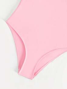 Swim Vcay Maillot de bain une pièce de couleur unie pour femmes, convient pour les vacances à la plage, les fêtes de piscine, les fêtes de plage - Rose bonbon - Voir 5