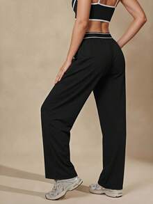 Easithlete Pantalon de sport casual long pour femmes - Noir - Voir 3