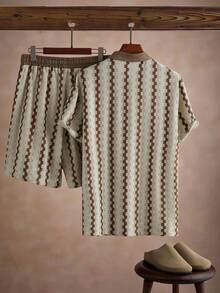 Core Aspect Conjunto de camisa casual de punto jacquard para hombre - Albaricoque - Ver 2