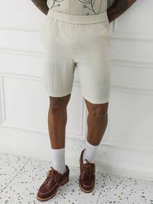 HUEFORM Men's Casual Linen Shorts, Beige, Spring/Summer - Beige - View 4