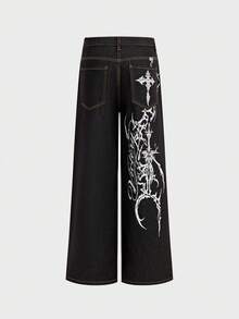 AXEPEAK Jeans casuales con bolsillos y botones para hombres, versátiles para uso diario - Negro - Ver 3