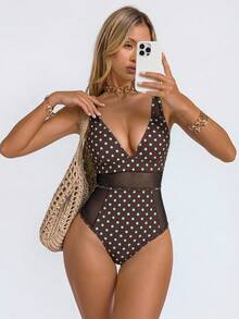 Shapewave Baju Renang One-Piece Elegan 26SS untuk Liburan Pantai Musim Panas, Kontrol Perut, Warna Hitam, dan Jala Kontras. - MultiWarna - View 5