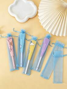 10/20/30/50/100pcs Drawstring Organza Gift Bag For Folding Hand Fan Storage, Pouches Tulle Bags,Rectangular Gift Bag, Craft Wrapping Bags Party Wedding Favor;Birthday Present,Kraft Paper Bags,First Birthday,Pink Christmas Wrapping Paper,Gift Box Small, Gift Bag(White) - Light blue - View 9