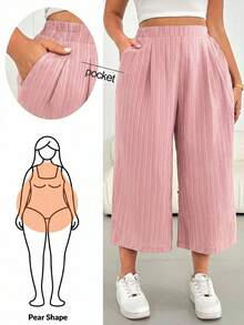 Shapeblank Quần ống rộng màu hồng dành cho nữ cỡ lớn, thời trang xuân hè, dáng rộng thoải mái, mát mẻ, cơ bản, đa năng, chất liệu vải mềm mại, cạp chun, kiểu dáng đơn giản, thích hợp mặc hàng ngày, kiểu châu Âu, quần lửng, trang phục đi nghỉ mát. - Màu Hồng baby - Xem 6