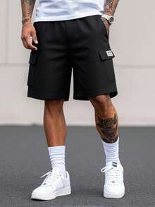 Manfinity Roghcode Men's Summer Casual Cargo Shorts - Black - View 1