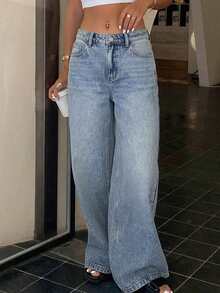 Dazy Tall Women's Tall Loose Street Style Straight Leg Jeans - Baby Blue - View 8