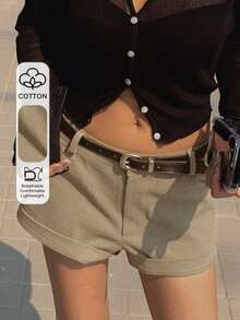 DAZY Women's Solid Color Casual Girlisim Pocket Shorts Summer Golf Pastal School - Green - View 1