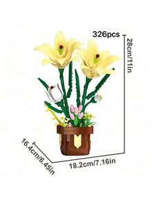 Orchid Potted Flower Building Block Model Puzzle Set, Home Decor, Stress Relief, Enjoy Peaceful Assembly Time, Holiday/Birthday Gift, Suitable For Gifting - Multicolor - View 11
